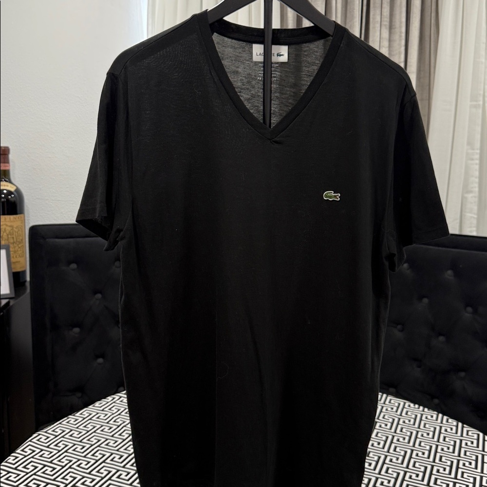 Lacoste Black V-Neck Tee